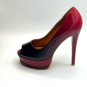 BALDI OF LONDON Lawford Red Peeptoe Ombré 5.5” Heel, 1.5” Platform Size 37
